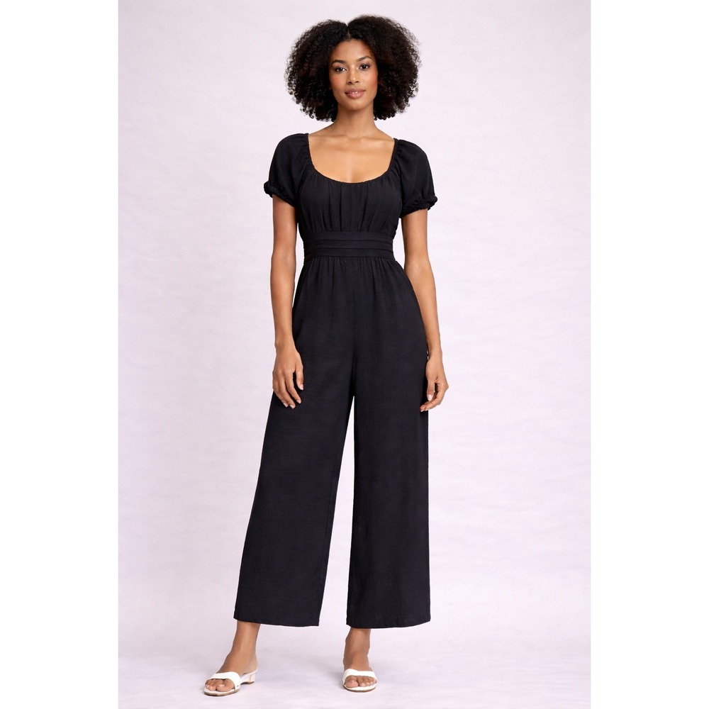 Liberty Love Black Romper Women 2XL Short Sleeve Jumper Romantic Flowy Chic NWT